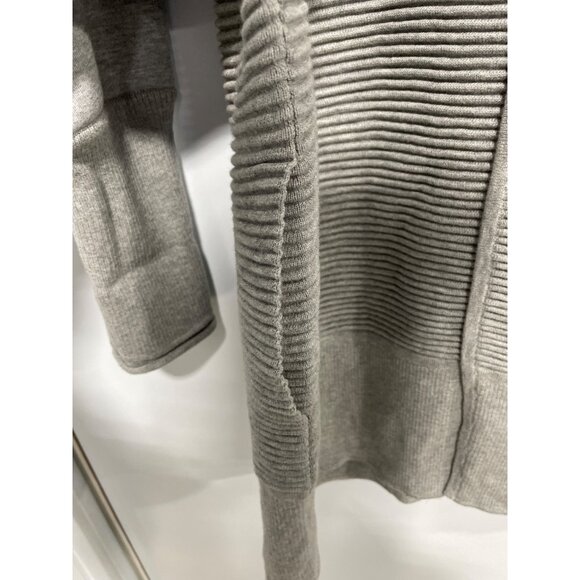 Fundamental Performance Ribbed Cardigan Sweater Womens Large Gray Cozy Relaxed - Picture 5 of 9